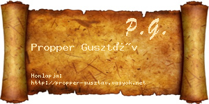 Propper Gusztáv névjegykártya